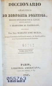 Diccionario analítico de economía política