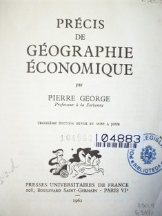 Précis de géographic économique