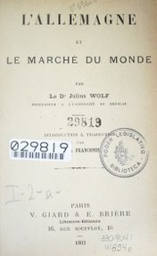 L'Allemagne et le marche du monde