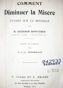 Comment  Diminuer la  misère études sur la Belgique