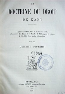 La doctrine du droit de Kant