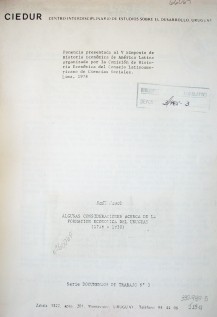 Algunas consideraciones acerca de la formación económica del Uruguay (1726-1930)