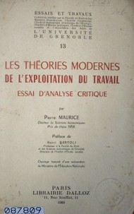 Les théories modernes de l'explotation du travail : essai d'analyse critique