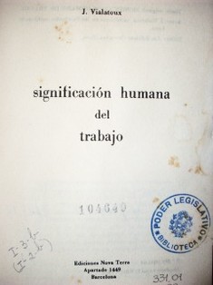 Significación humana del trabajo