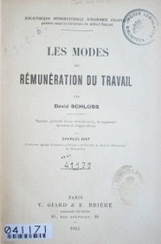 Les modes de rémunération du travail