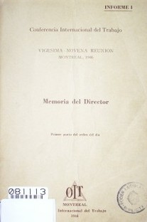 Memoria del Director : primer punto del orden del día : informe I