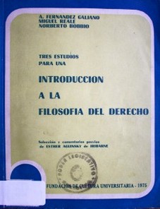 Tres estudios para una introducción a la Filosofía del Derecho