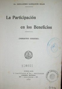 La participación en los beneficios : (derecho obrero)