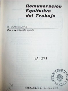 Remuneración equitativa del trabajo : una experiencia vivida