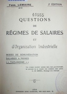 Questions de régimes de salaires et d'Organisation Industrielle