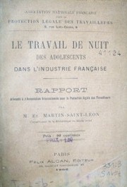 Le travail de nuit des adolescents dans l'industrie française