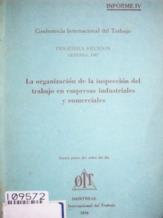 Organización de la inspección del trabajo en empresas industriales y comerciales : cuarto punto del orden del día : cuestionario