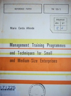 Management Training Programmes and Techniques for small and medium-size enterprises