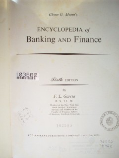 Encyclopedia of Banking and Finance