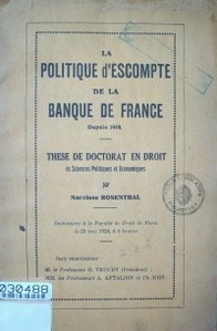 La politique d'escompte de la banque de france despuis 1914