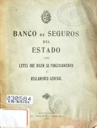 Banco de Seguros del Estado : leyes que rigen su funcionamiento y reglamento general