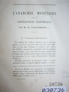 L'anarchie monétaire et ses conséquences économiques