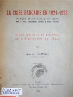 La crisis bancaire en 1921-1923