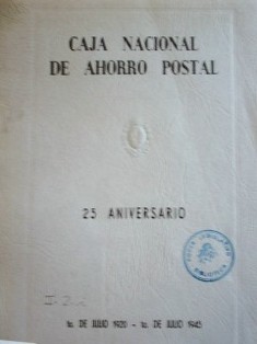 Caja Nacional de Ahorro Postal : 25 aniversario