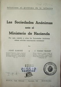 Las sociedades anónimas ante el Ministerio de Hacienda