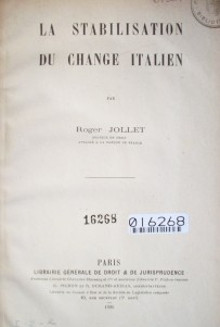 La stabilisation du change italien