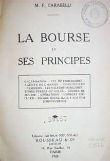 La bourse et ses principes