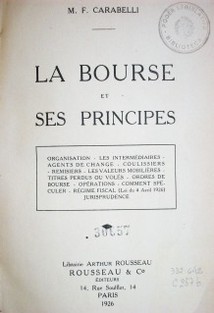 La bourse et ses principes