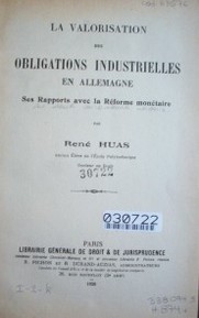 La valorisation des obligations industrielles en Allemagne : ses rapports avec la réforme monétaire