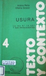 Usura : la Ley Nº 14.887 y sus antecedentes