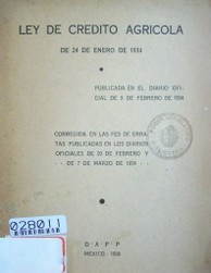 Ley de crédito agrícola de 24 de enero de 1934