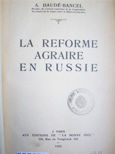 La reforme agraire en Russie