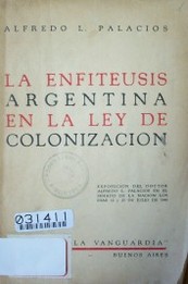 La enfiteusis argentina en la ley de colonización