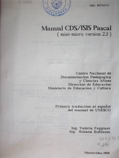 Manual CDS/ISIS Pascal : mini-micro : versión 2.3