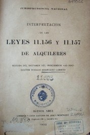 Interpretación de las leyes 11.156 y 11.157 de alquileres