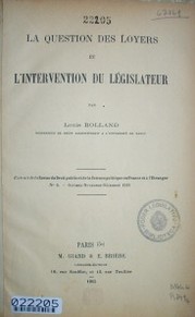 La question des loyers et l'intervention du législateur