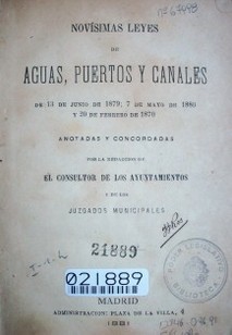 Novísimas leyes de aguas, puertos y canales
