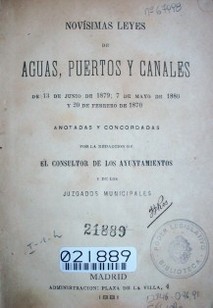 Novísimas leyes de aguas, puertos y canales