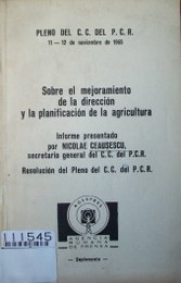 Sobre el mejoramiento de la dirección y la planificación de la agricultura