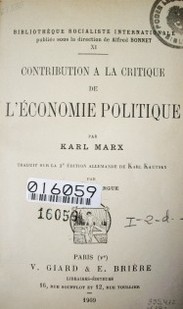 Contribution a la critique de l'economie politique