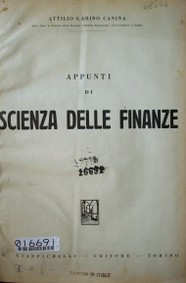 Appunti di scienza delle finanze