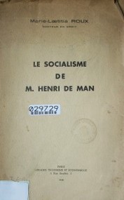 Le socialisme de M. Henri de Man