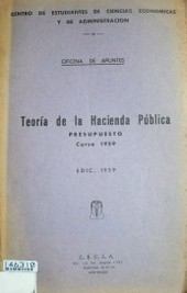 Teoría de la hacienda pública : presupuesto : curso 1959