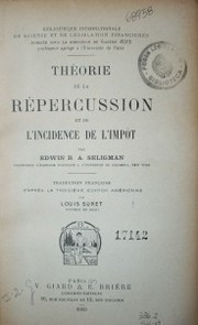 Théorie de la répercussion et de l'incidence de l'impot