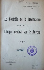 Le contrôle de la déclaration relative a l'impot général sur le revenu