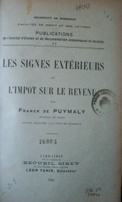 Les signes extérieurs et l'impot sur le revenu