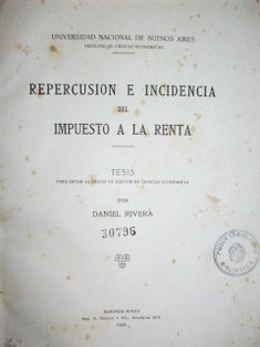 Repercusión e incidencia del impuesto a la renta