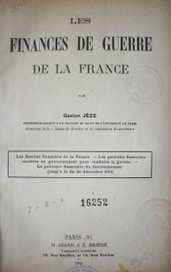 Les finances de guerre de la France