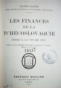 Les finances de la Tchécoslovaquie jusqu'a la fin de 1921