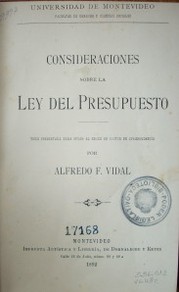 Consideraciones sobre la Ley del Presupuesto