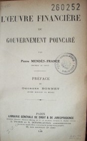 L'oeuvre financière du gouvernement poincaré